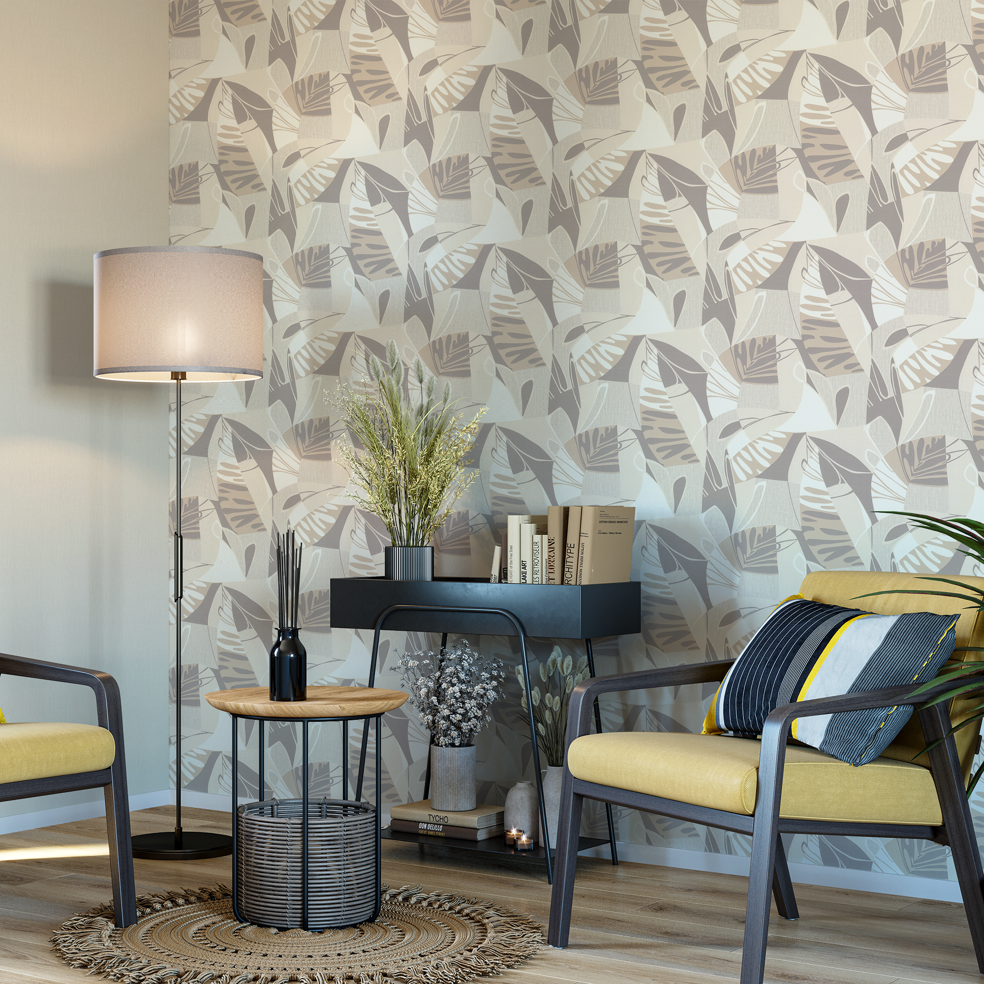 Флизелиновые обои Polynesia бежевые с абстрактным рисунком 85633429 ПАЛИТРА STLM-0064743 - Вид №3