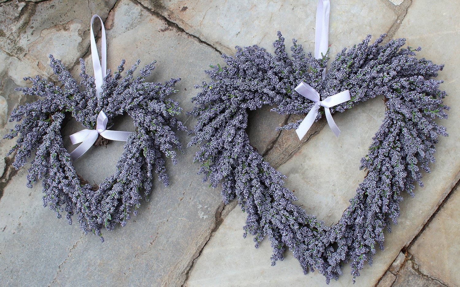 2925 225 a3 Сердце из искусственной лаванды, Ø 33 см, бледно-лиловое H-andreas  - Вид №2