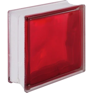 Стеклоблок Волна цвет ярко-рубиновый полуматовый