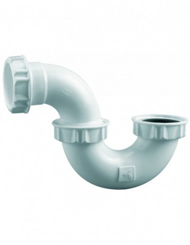 620100 001 00  Трубчатый сифон для мойки, длина 155 мм, выпускное отверстие D 32 мм, сертифицировано NF, белый пластик Valentin Белый  - Вид №1