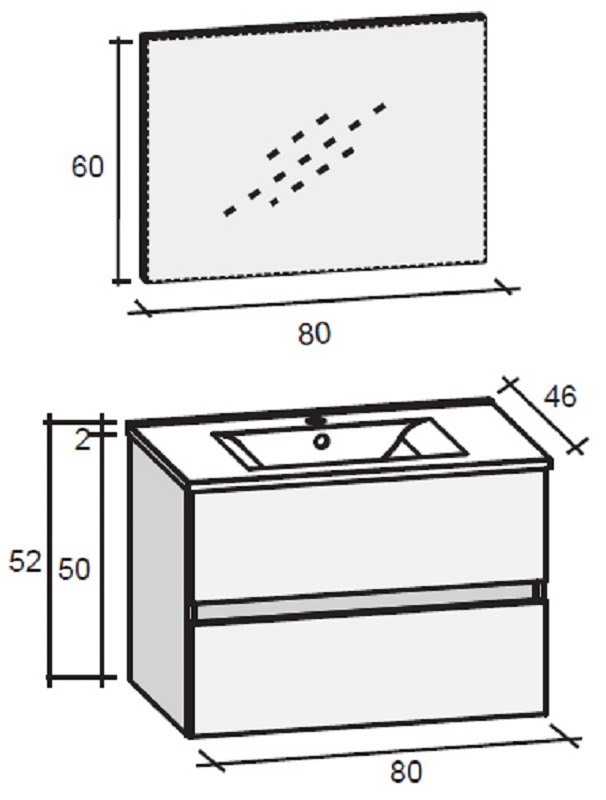 FPO080DP5S05 Комплект мебели Riho Porto Santreyd - Вид №1