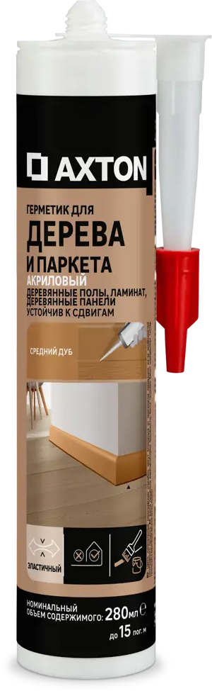 Акриловый герметик Axton для дерева «Средний дуб» 280 мл 85272177