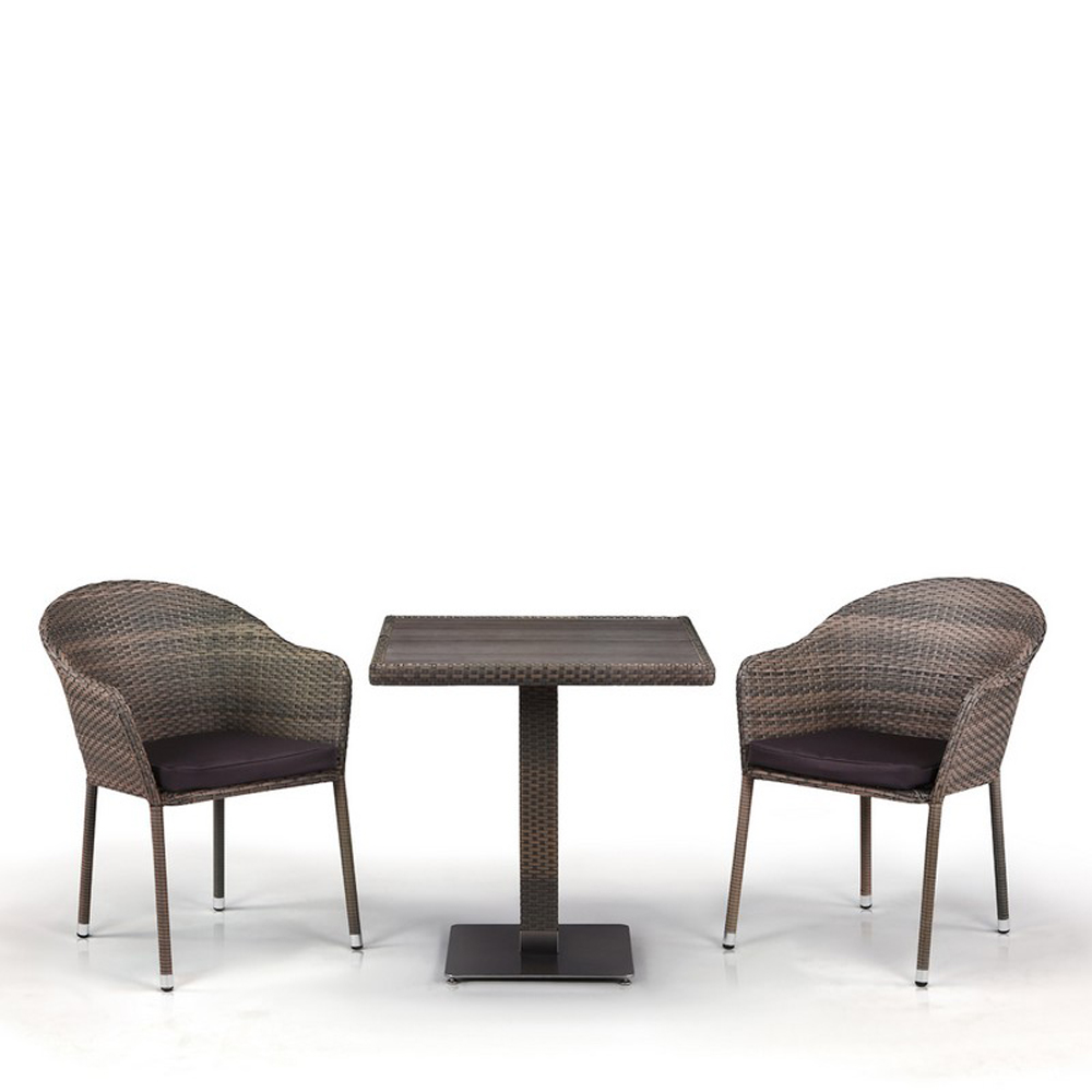 Мебель садовая, столик и кресла серые на 2 персоны Tae AFINA  130550 Серый  - Вид №1