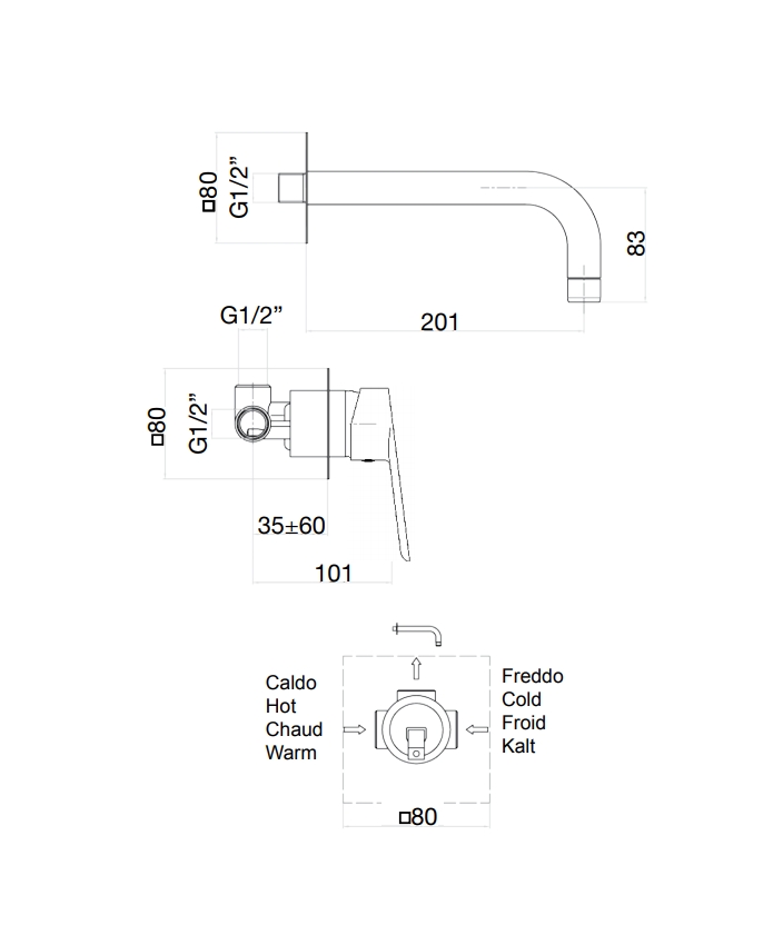 81NN7227 Смеситель для раковины , черный Fiore Kevon  - Вид №2