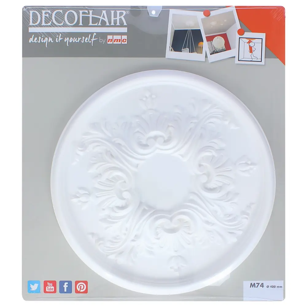 Розетка потолочная полиуретановая М74 D 40 см DECOFLAIR STLM-2070282 - Вид №3