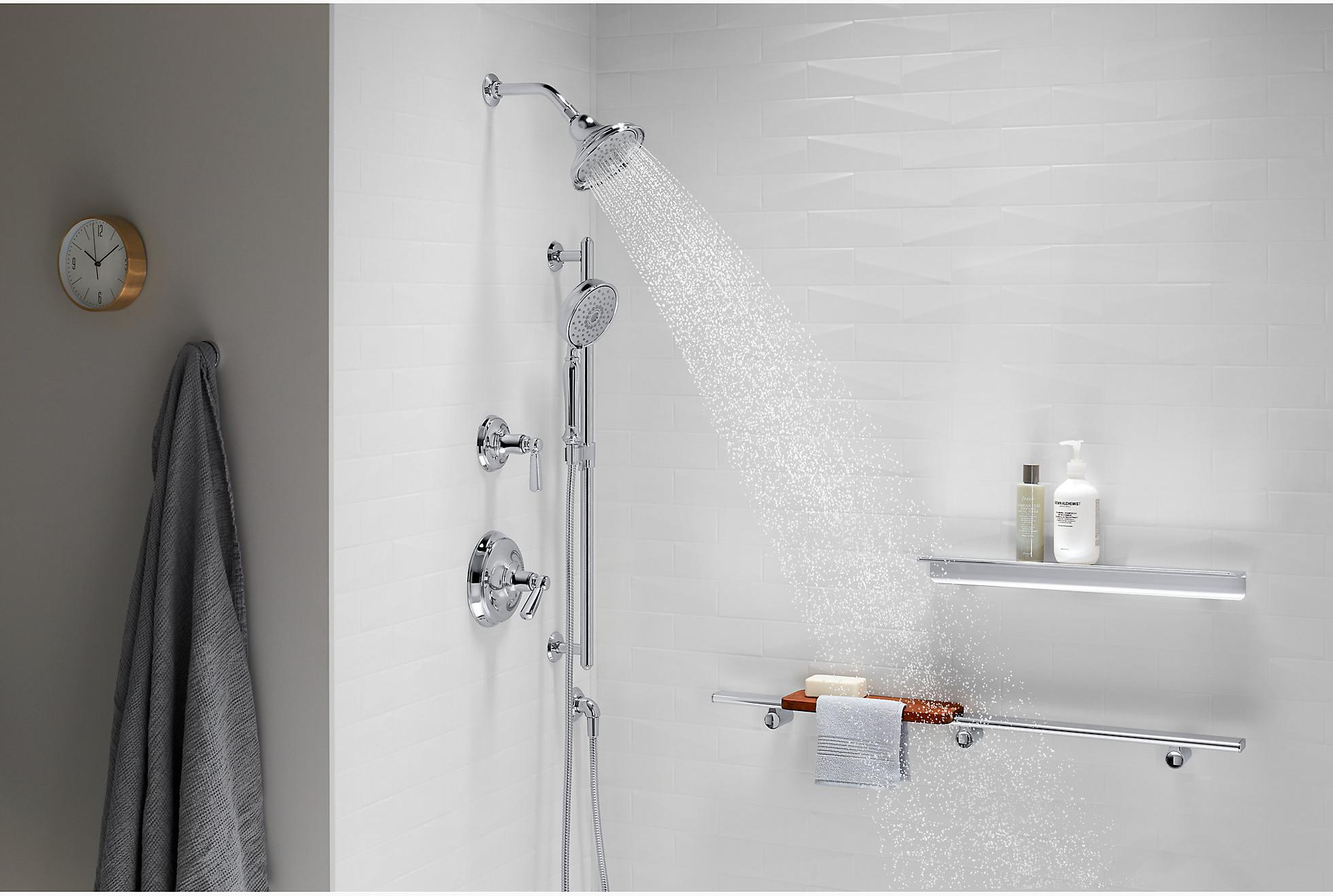 KOHLER Многофункциональная душевая лейка Bancroft 2,5 галлона в минуту с технологией всасывания воздуха Katalyst K-22167-CP  - Вид №6
