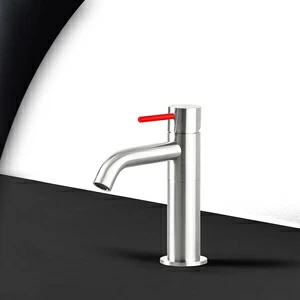 Смеситель для раковины сталь глянцевая с красной ручкой Toki Radomonte TKS1LCIL15