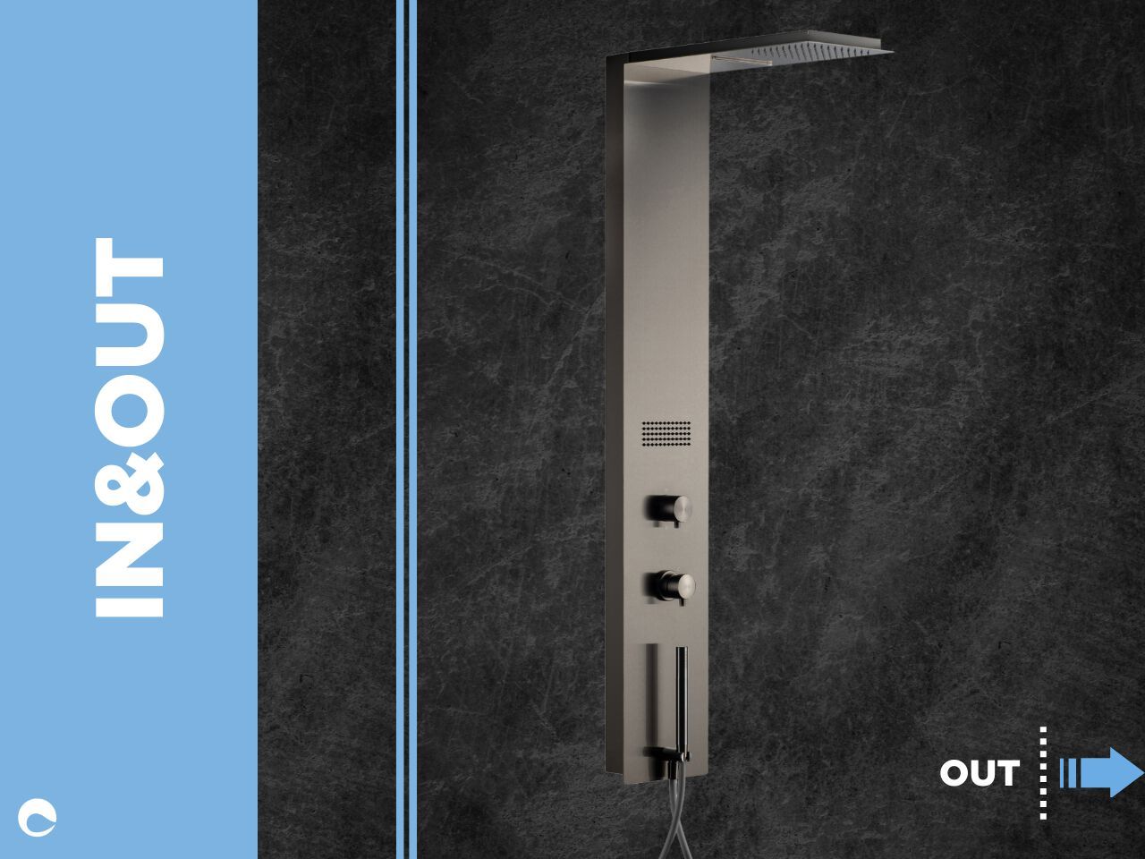 Душевая панель из нержавеющей стали с ручным душем и переключателем Cropelli Quadro ARCH-00098721 - Вид №5