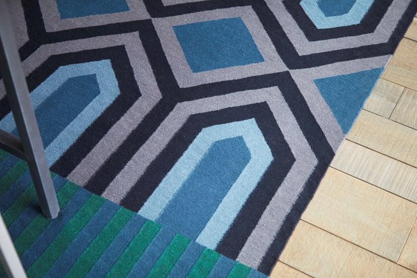 GAN Прямоугольный шерстяной коврик с геометрическими мотивами Ndebele sun-id-1438024 - Вид №3