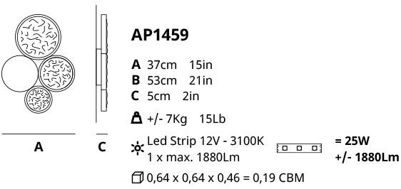 Serip Бра / потолочный светильник из бронзы Luna Ap1459 - Вид №3