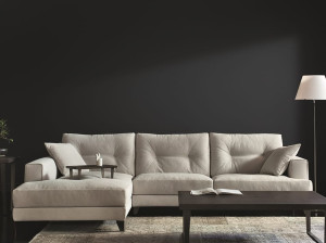 Тканевый диван с полуостровом