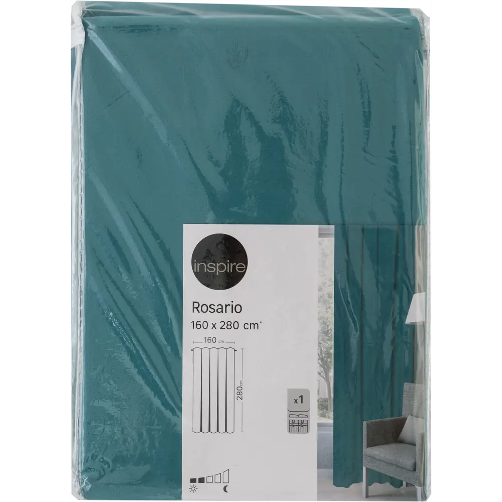 Штора на ленте Rosario 160x280 см цвет бирюзовый 83406946 STLM-2176792 INSPIRE  - Вид №4