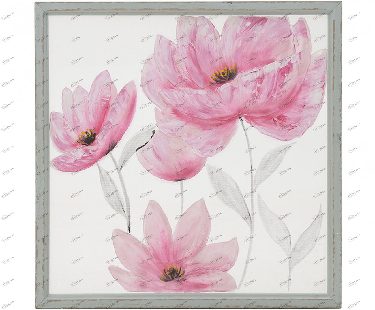 Картина на холсте с подрамником 80х80 см "Маки" TO4ROOMS  214040 Розовый;серый 