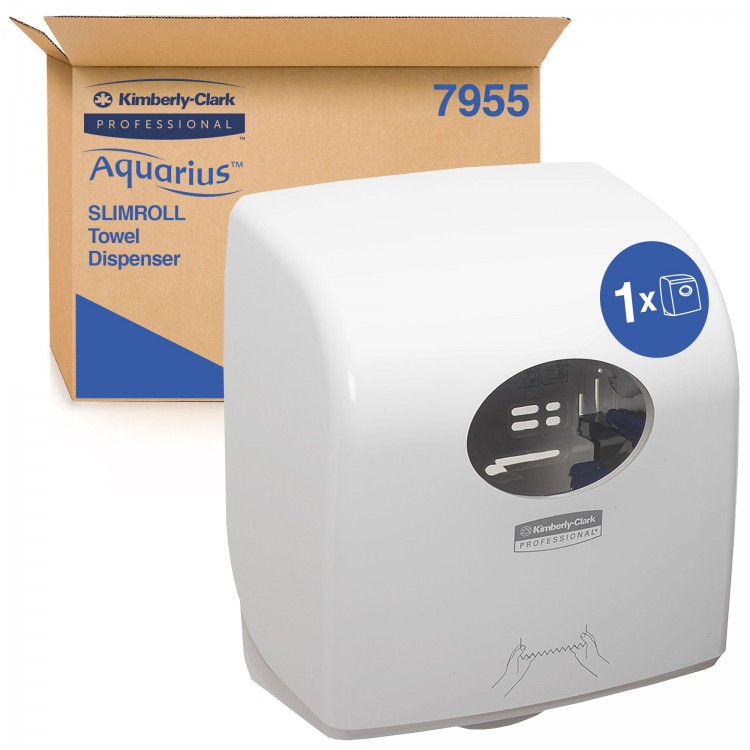7955 Kimberly Clark Диспенсер для рулонных бумажных полотенец белый Kimberly Clark Professional Aquarius Slimroll 7955 белый  - Вид №5