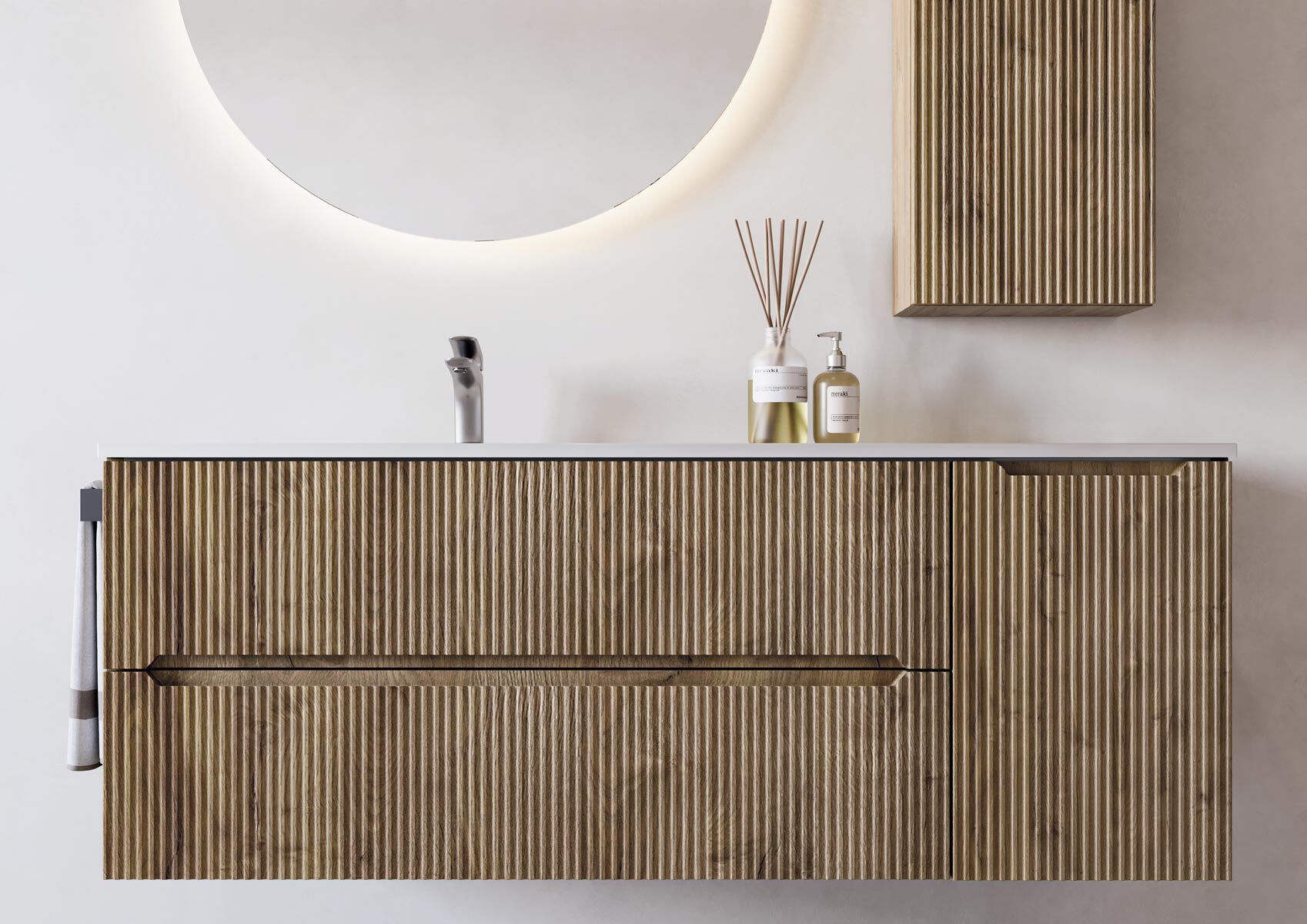 Деревянный одиночный подвесной умывальник со встроенным умывальником LEGNOBAGNO Verso ARCH-00122295 - Вид №2