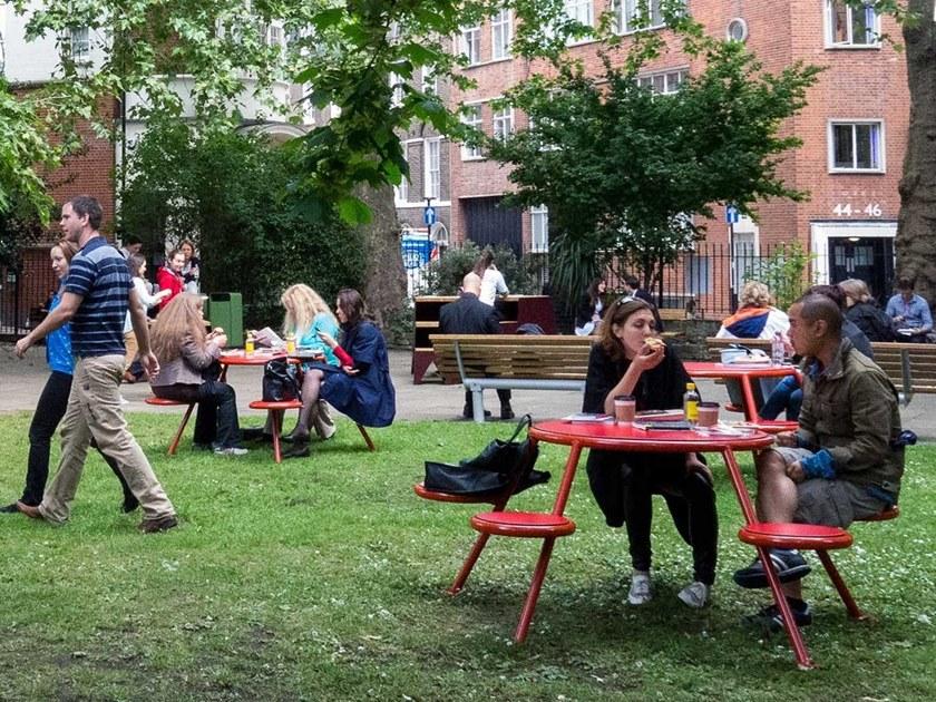 VESTRE Стол HPL для общественных мест со встроенными стульями sun-id-1417334 - Вид №6