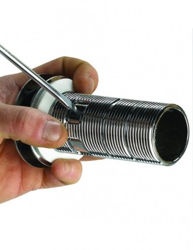 122200 000 00  Универсальный слив со встроенным сифоном Сифонетка для умывальника, двустворчатый клапан Д. 65 мм, латунь и хромированный АБС Valentin Хром  - Вид №3