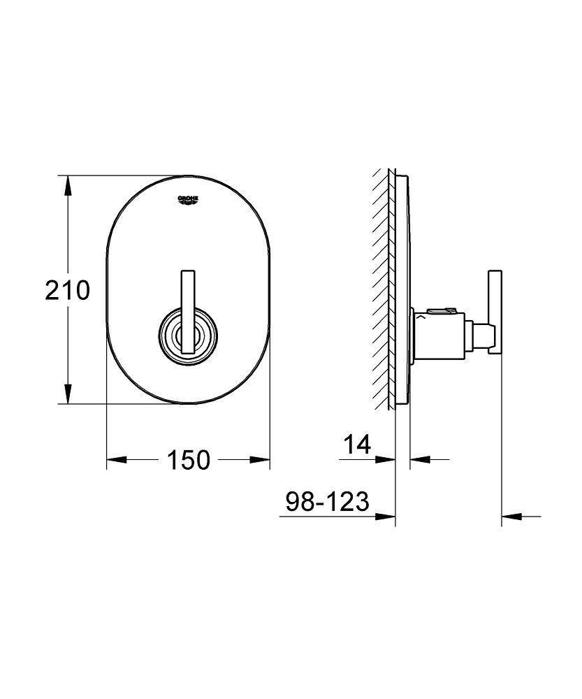 19396000 Внешняя часть центрального термостатического смесителя Grohe Atrio хром - Вид №1