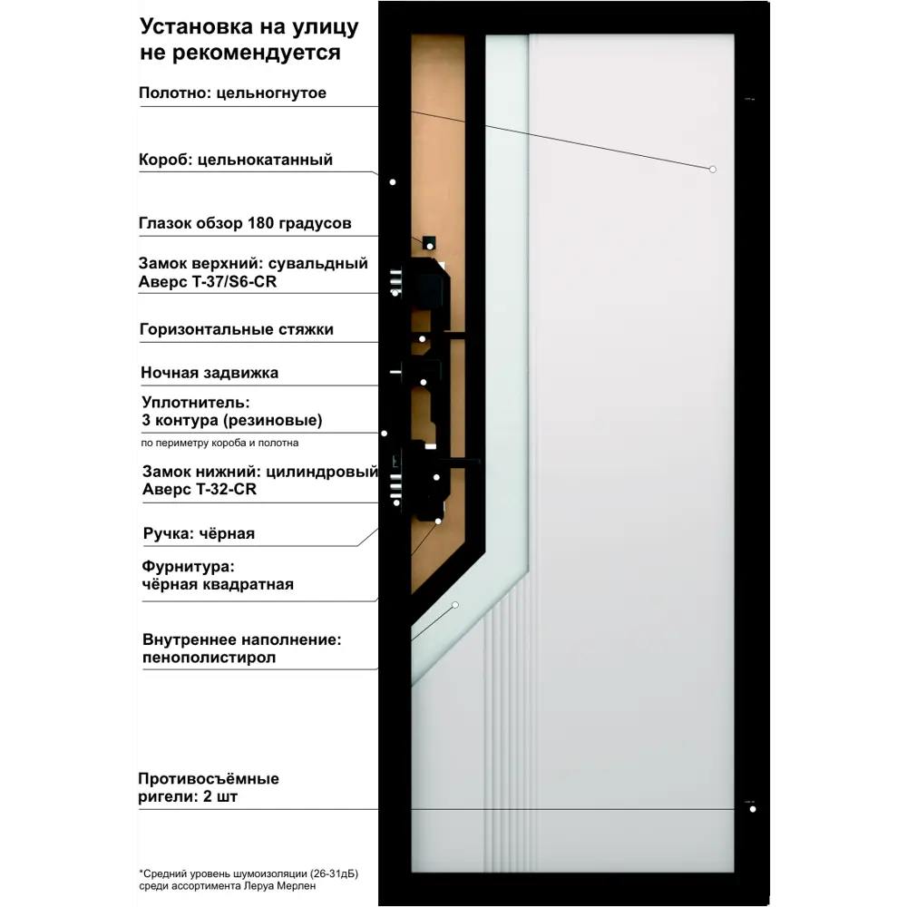 Дверь входная металлическая Грин Скейп 95x205 см левая шелк белый TOREX STLM-2155895 - Вид №14