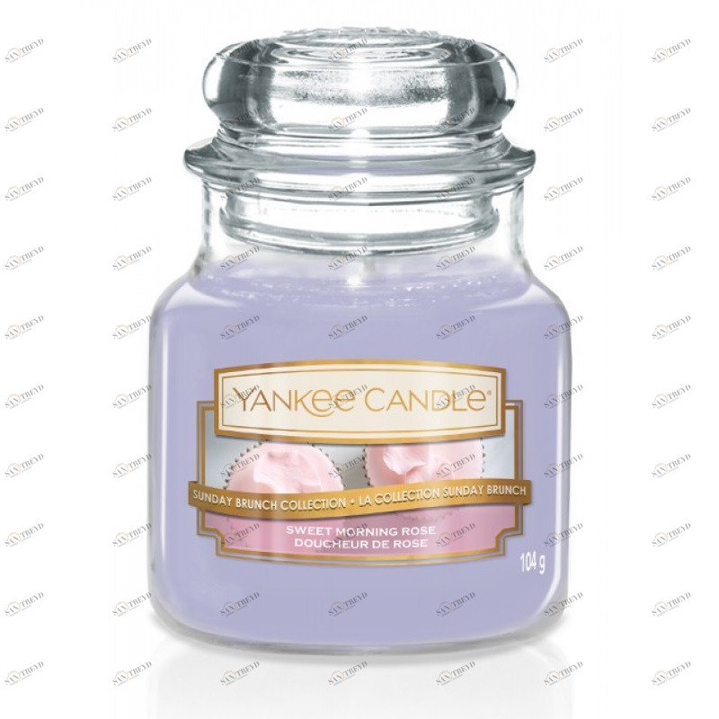 Свеча маленькая в стеклянной банке "Утренняя роза" Sweet Morning Rose 104гр 25-45 часов YANKEE CANDLE  267948 Фиолетовый 
