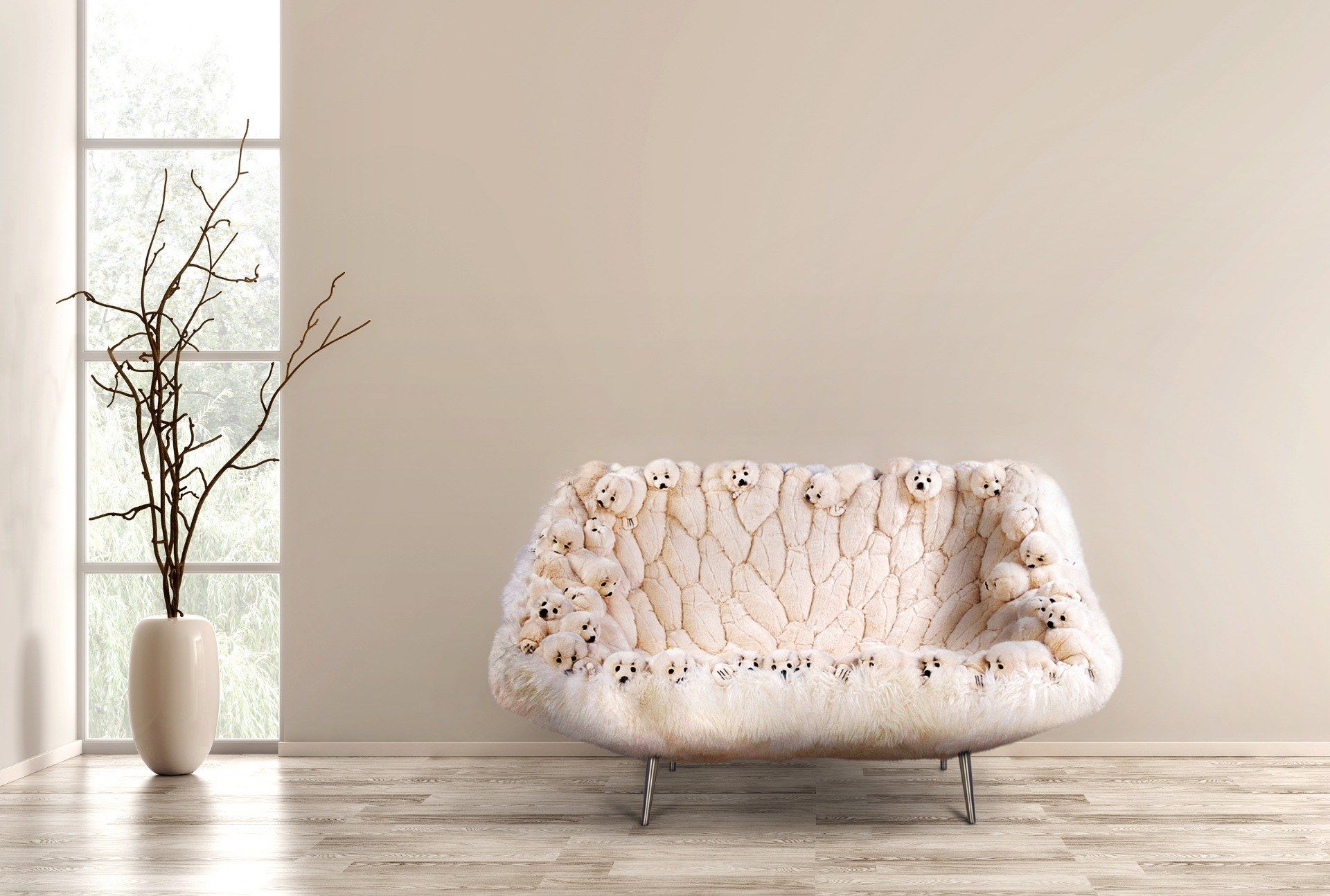 2-местный диван из полиэстера APCOLLECTION Снежный тюлень ARCH-00082022 - Вид №1