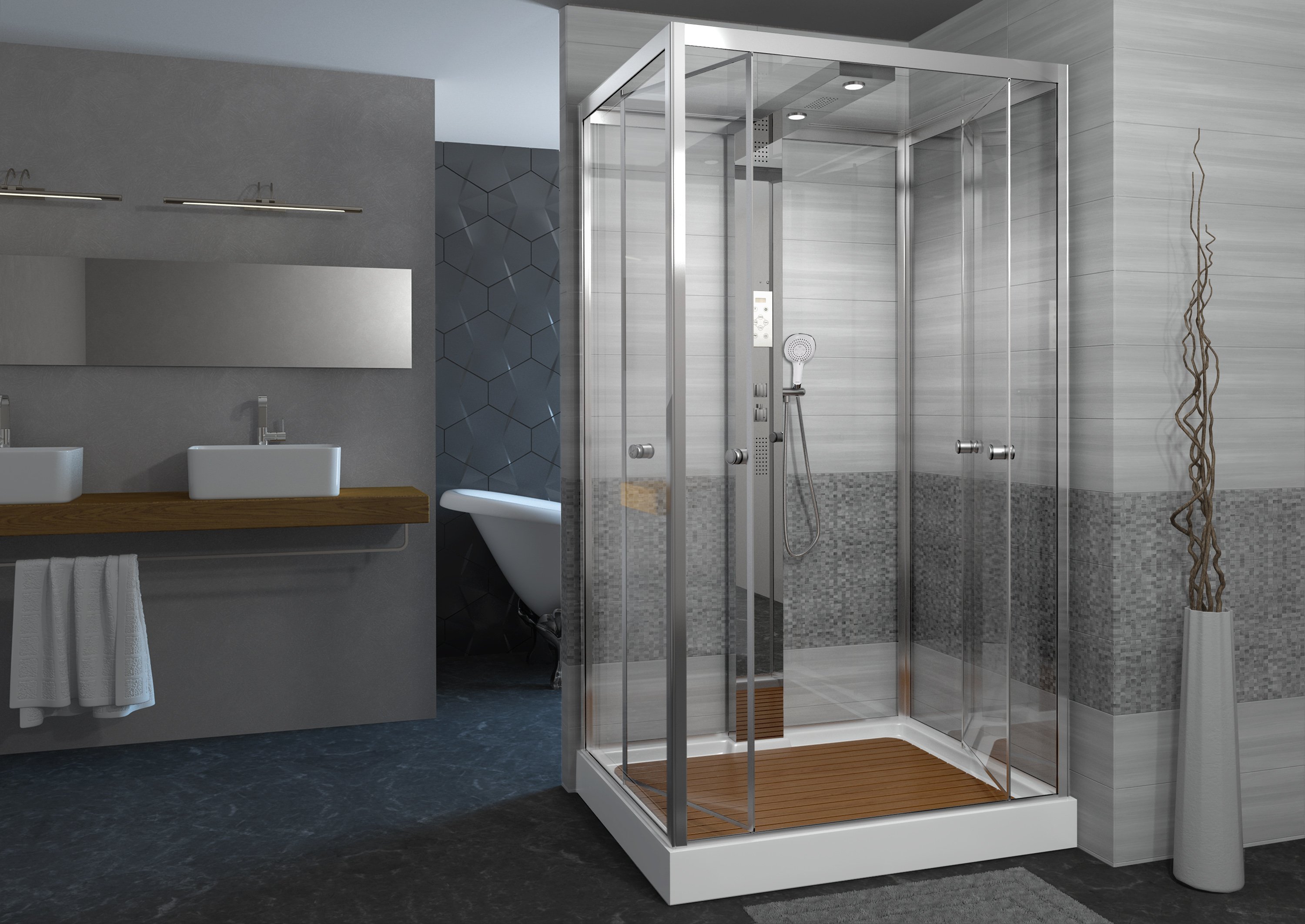 B09S+ эл. BLACK Душевая кабина DETO Серия B Z122 ESPOO с паром - Вид №26