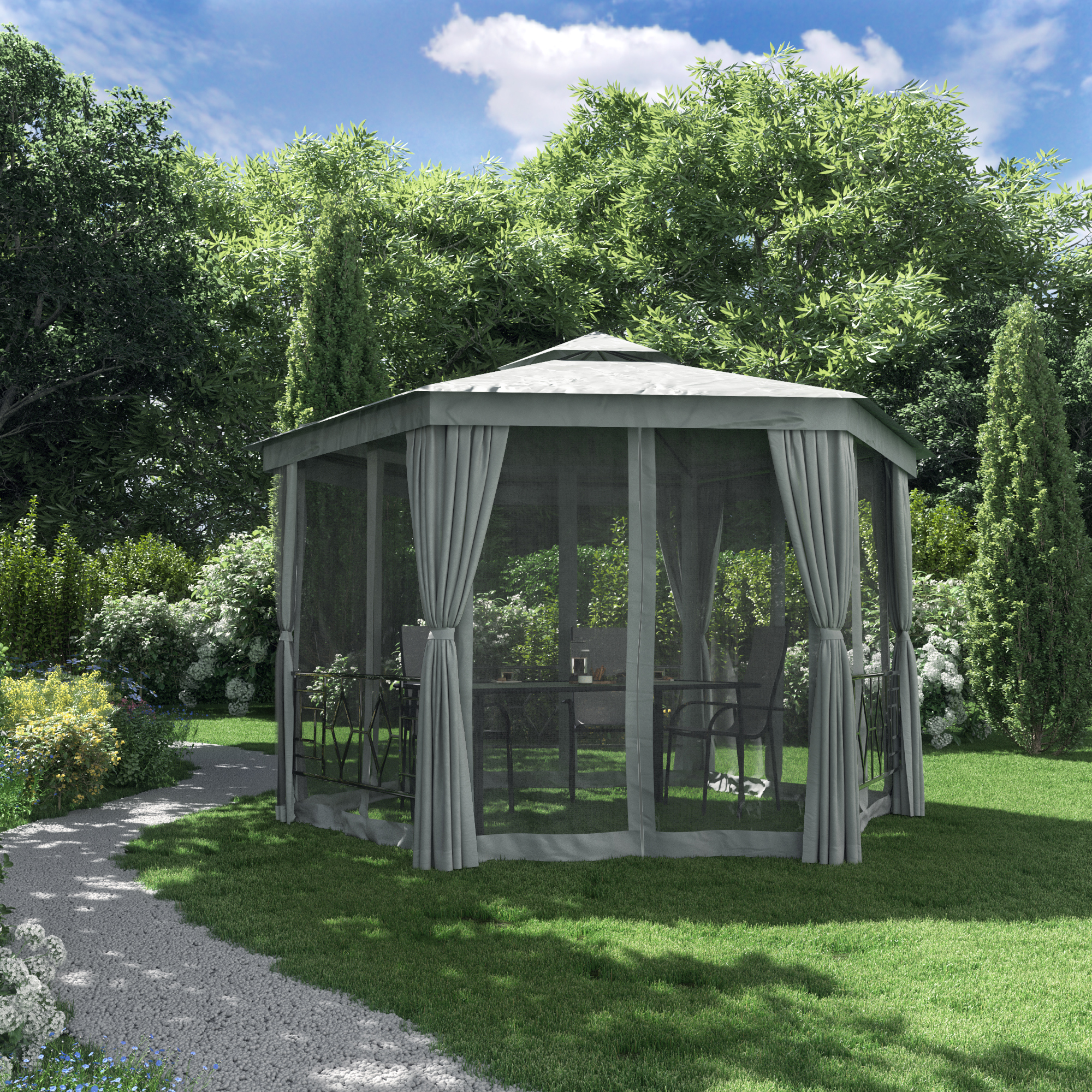 NATERIAL Шестиугольный шатер Антрацит Нью с москитной сеткой 15096560 STLM-0005436 - Вид №6