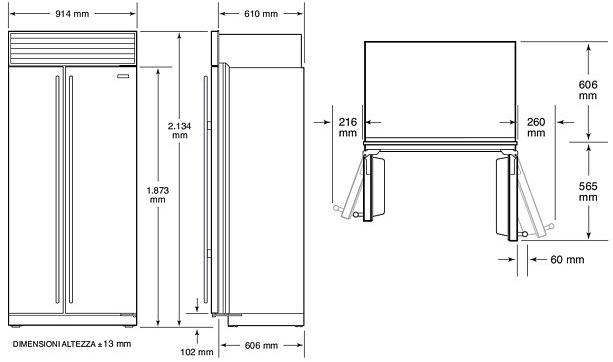 Sub-Zero Встраиваемый холодильник из нержавеющей стали с морозильной камерой класса а +  Icbbi-36s/s/th  - Вид №6