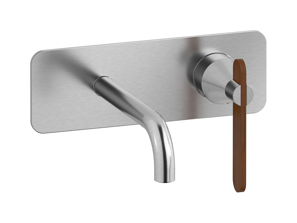 Встроенный в стену смеситель для раковины на 2 отверстия в комплекте с донным клапаном WE ARE IB oh314cs Brushed Nickel Soho