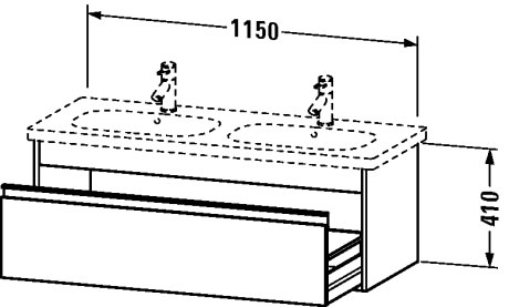 KT666901818 Тумбочка подвесная Ketho #KT6669 1150 x 455 мм Белый матовый, декор Duravit - Вид №1
