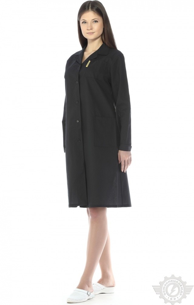 61675 Халат женский темный  Одежда для обслуживающего персонала  размер 48-50/158-164 Спецодежда  - Вид №3