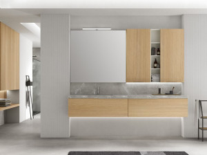 Деревянный умывальник с зеркалом