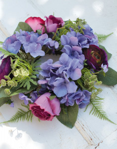 2646 254 a3 Искусственный венок 'Лютик / роза / гортензия' Ø 30 см, сиреневый H-andreas