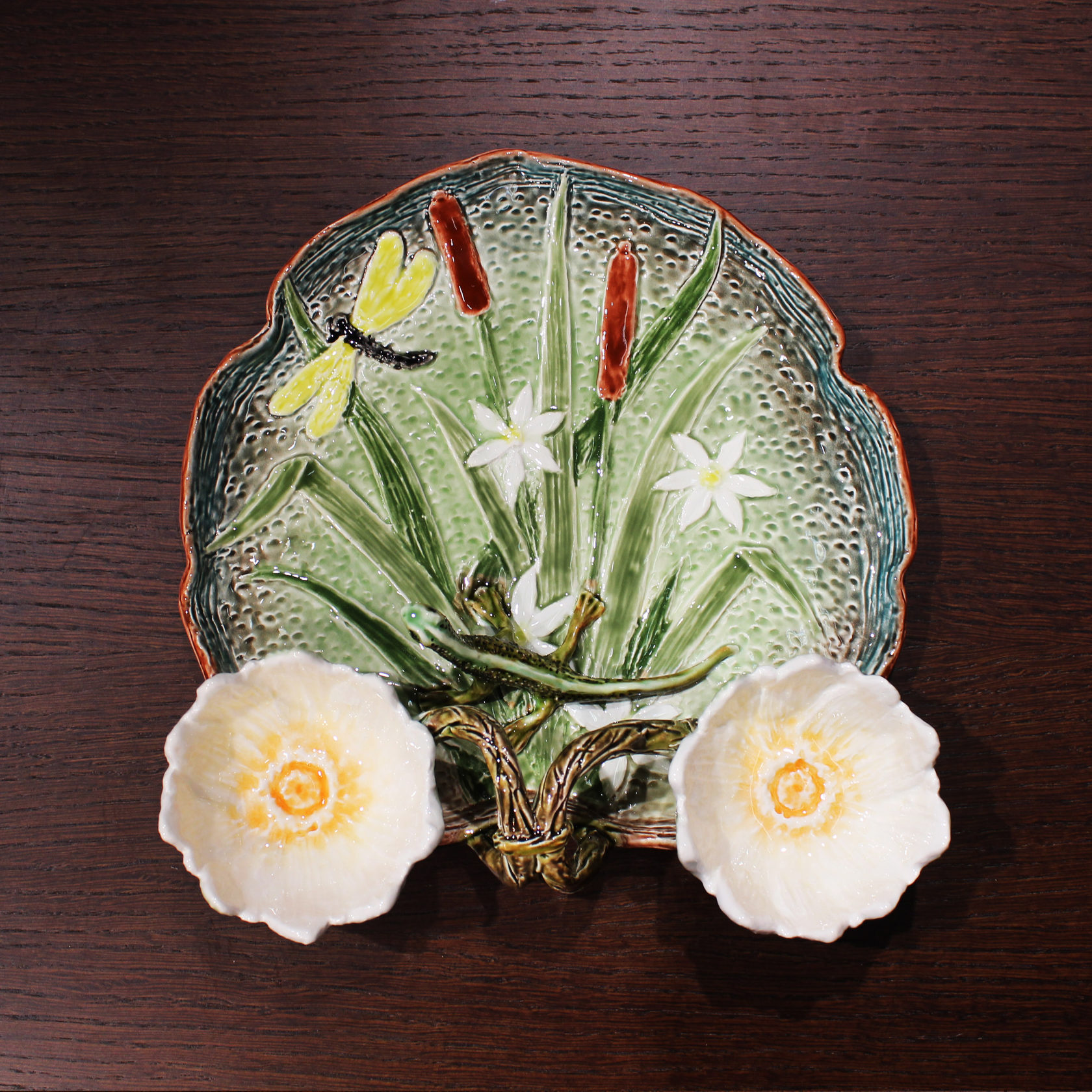 Блюдо для закусок (с двумя кувшинками) Бирюза/Зеленый PROVANSFAIENCE sun-id-994698 - Вид №10