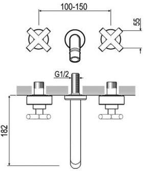 GUGLIELMI Смеситель для умывальника настенный на 3 отверстия с аэратором Vera Fiin01859 - Вид №3