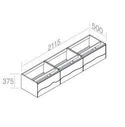 C375M3L70.101NC Тумба подвесная с 3 выдвижными ящиками 70 см A. e T. Italia TRACE Белый матовый - орех Каналетто Италия AeT ITALIA - Вид №8