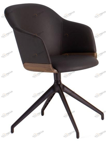 Potocco Поворотное кожаное кресло с подлокотниками Lyz 918 pg