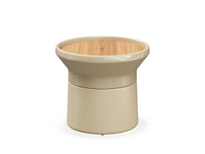 Круглый керамический журнальный столик с тиковым верхом