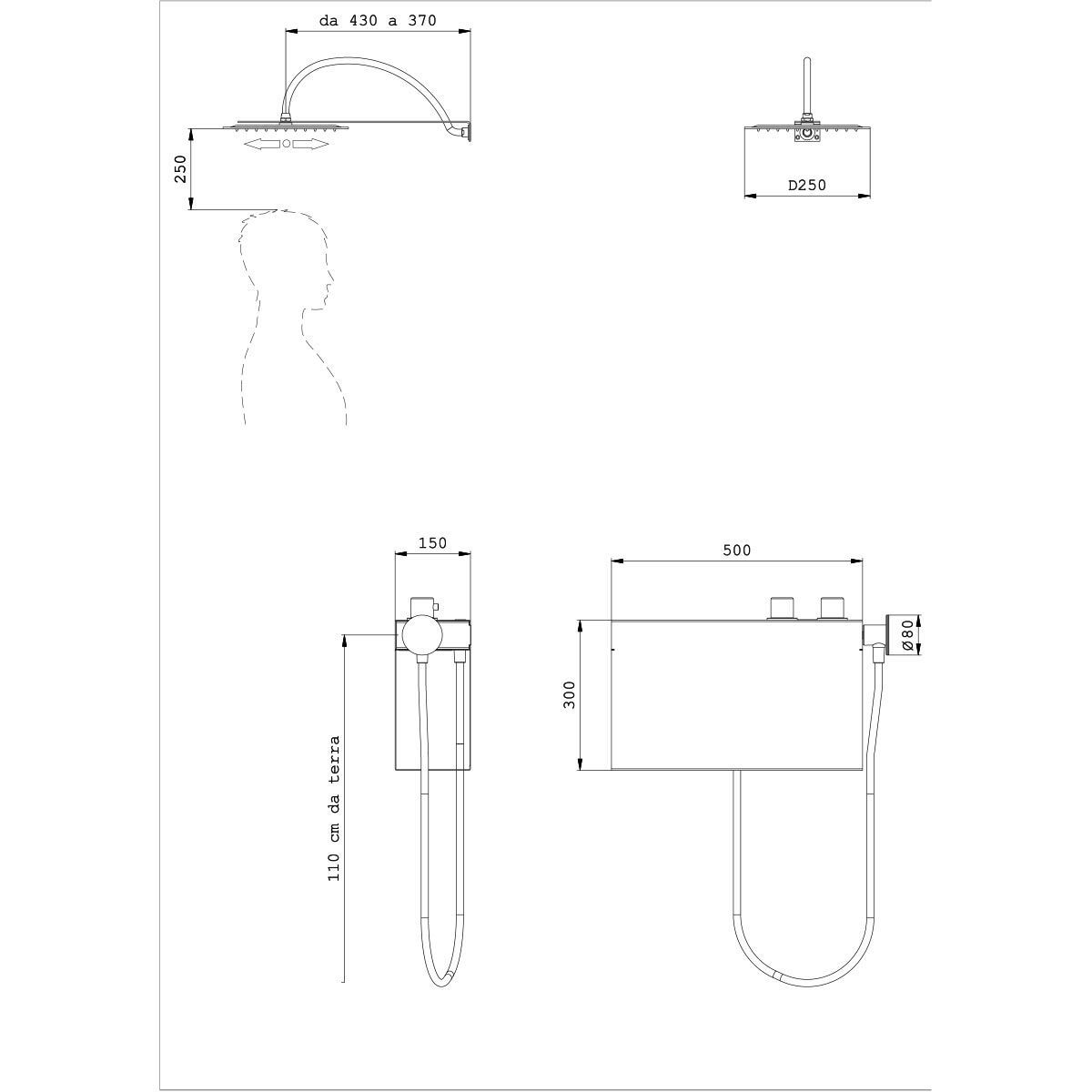 Набор для душа из нержавеющей стали с душем и ручным душем Cropelli Alyssia ARCH-00132281 - Вид №38
