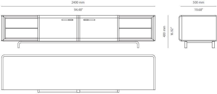PRADDY Тумба под ТВ из фанерованной древесины с раздвижными дверцами Arc Tr056 - Вид №3