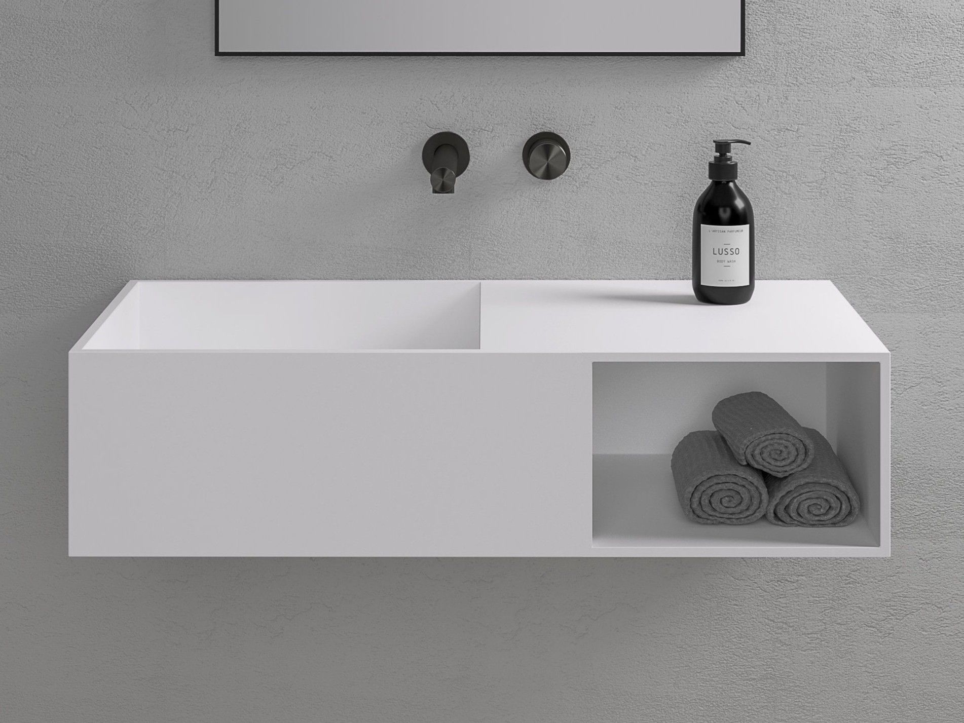 Квадратный подвесной умывальник из смолы LUSSO CUBIX ARCH-00096235