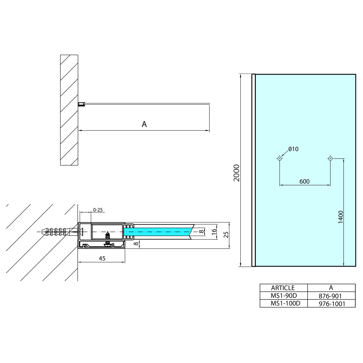 MS1-100-D Polysan Душевые ширмы MODULAR SHOWER  - Вид №3