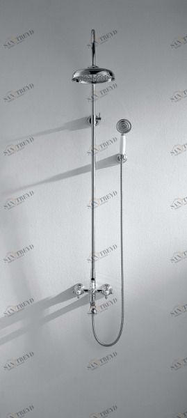 Душевой гарнитур с изливом Zollern Cross Handle F651199CP-A bravat 