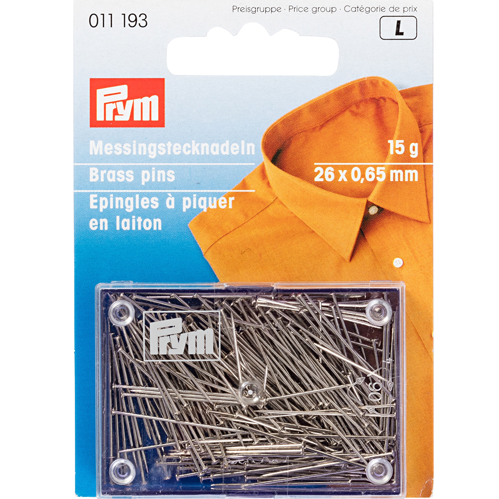 011193 Булавки №103 26 мм латунь 15 г в блистере серебристый PRYM 