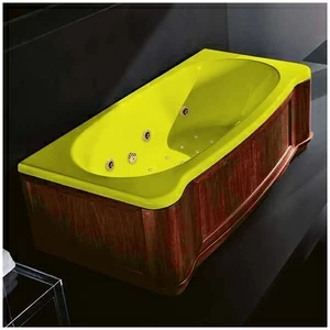 Ванна Gruppo treesse New Classic Young ATC-V674Q-DX-WO-ZZ жёлтая с золотой фурнитурой гидромассажем аэромассажем и дезинфекцией прямоугольная правая дерево орех