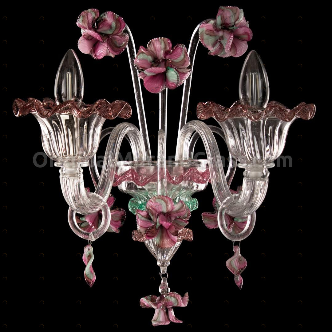 1231 ORIGINALMURANOGLASS Настенный светильник Бра Василёк - Флорал - муранское стекло OMG 25 см CLASSICO
