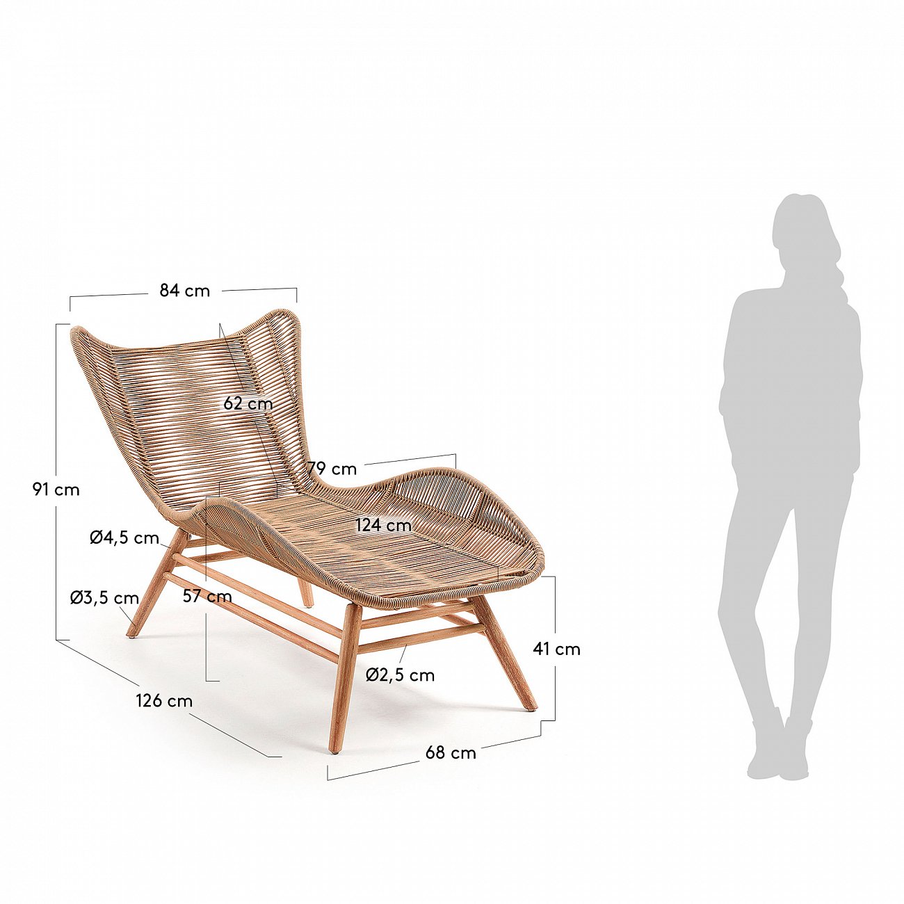 Шезлонг деревянный Kubic от La Forma LA FORMA  288638 Бежевый  - Вид №5