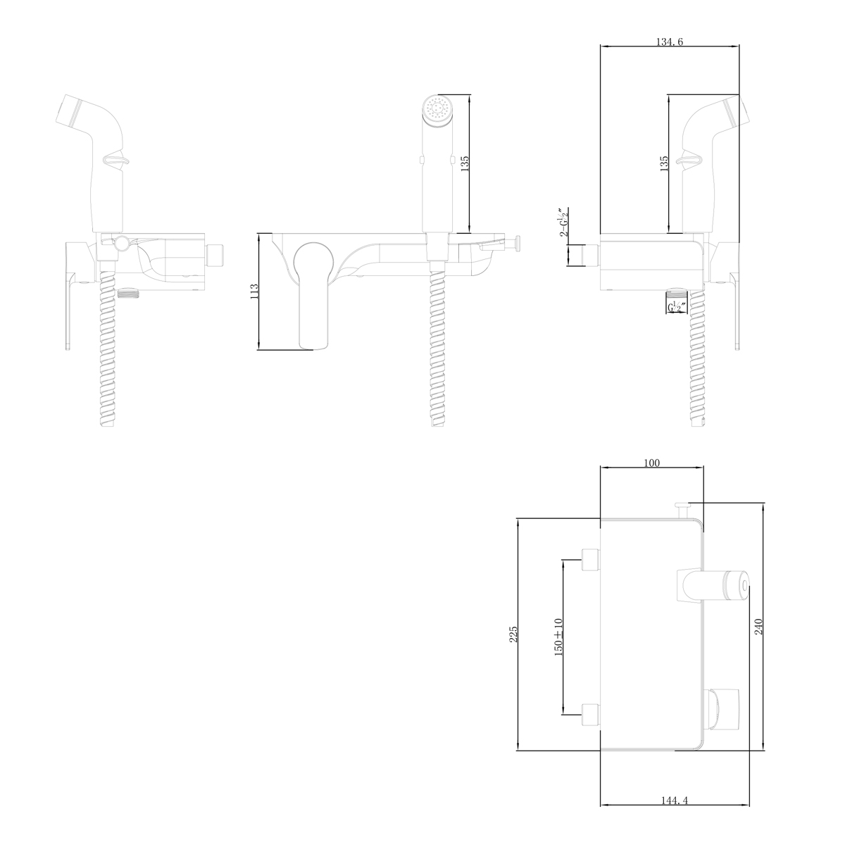 LM7168CW Смеситель Solo с гигиеническим душем, настенный LEMARK SOLO - Вид №1