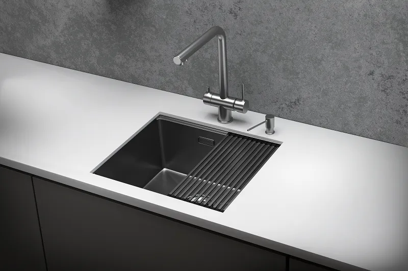 KS-5045U, СТАЛЬ САТИН, стальная кухонная мойка KITCHEN SPACE GRANULA KS-5045U-ST314