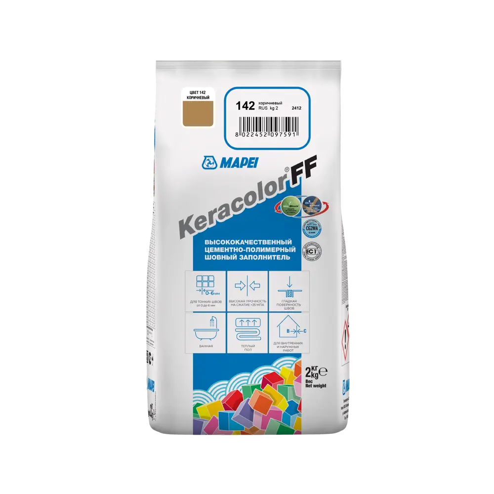Затирка цементная MAPEI Keracolor FF 142 для влажных помещений 81981441 STLM-0016531 - Вид №2